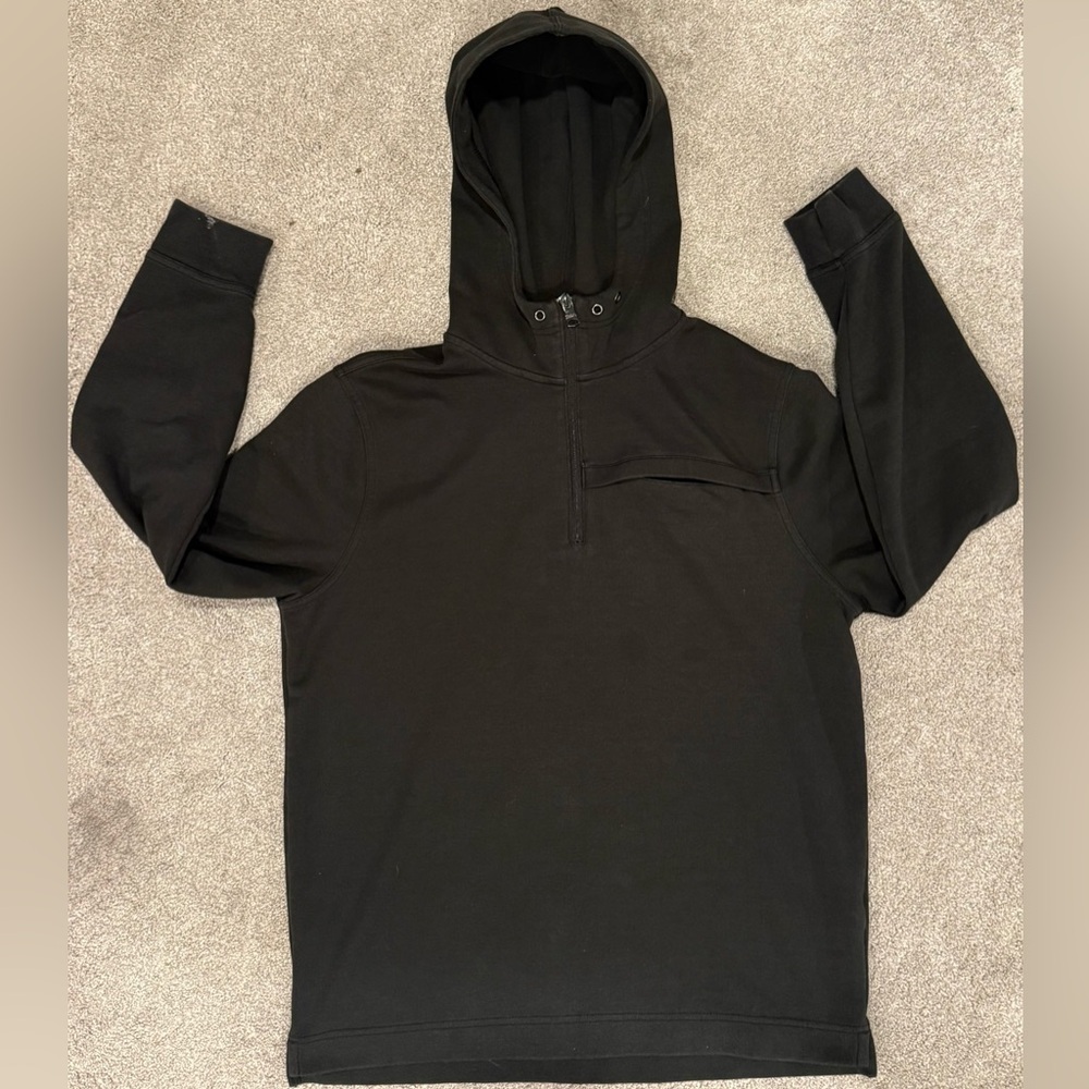 Banana Republic Men’s L Black Moisture-Wicking 1/4 Zip Hoodie Pullover - Picture 4 of 12
